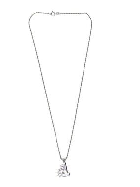 Vintage Sterling Silver Number 1 Pendant Necklace Textured Charm Rope Chain